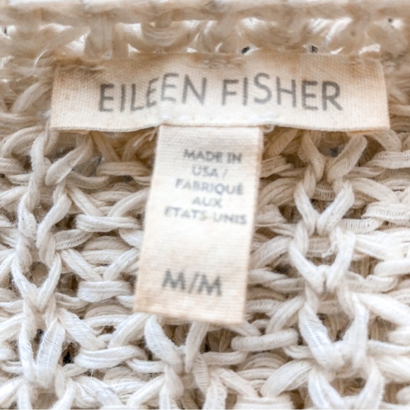 Eileen Fisher Open Stitch Knit Sweater High - Low Hem Cream Medium - Picture 7 of 9